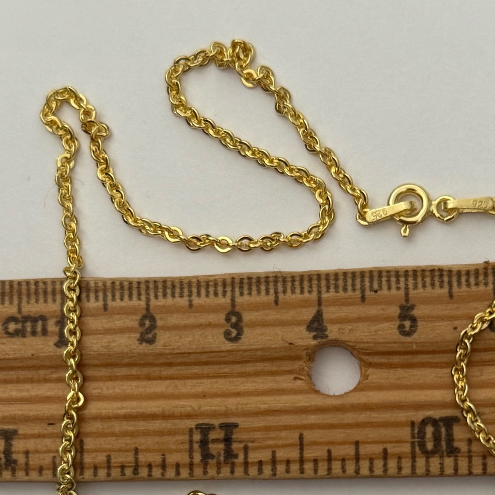 925 Silver 21.75” 2mm necklace link chain 18k yellow gold plated unisex